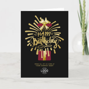 Logotyp Burgundy Guld Fireworks Black Group Birthd Kort