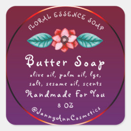Logotyp Burgundy Purpl för buttersoap-kosmetikahan Fyrkantigt Klistermärke