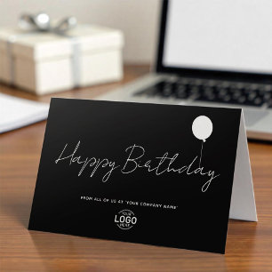 Logotyp Business Elegant Black White Ballon Birthd Kort