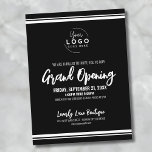 Logotyp Business Grand Open Vykort<br><div class="desc">En roligt men enkel svartvit inbjudan till ett stort öppningsföretag eller ett varumärke eller en lanseringsevenemang i party. Lägg till din egen logotyp högst upp på ge, det är ditt varumärke. Du kan byta ut all text och alla bakgrunder mot valfritt färg, och du kan till och med byta till...</div>