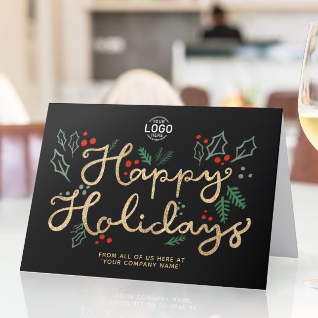 Logotyp Business Lettering Guld Glad helg Black Kort (Skapare uppladdad)