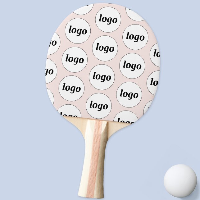 Logotyp Business Mönster Främjande av  Rosa Pingisracket (Simple logo pattern business branding promotional blush pink ping pong paddle)