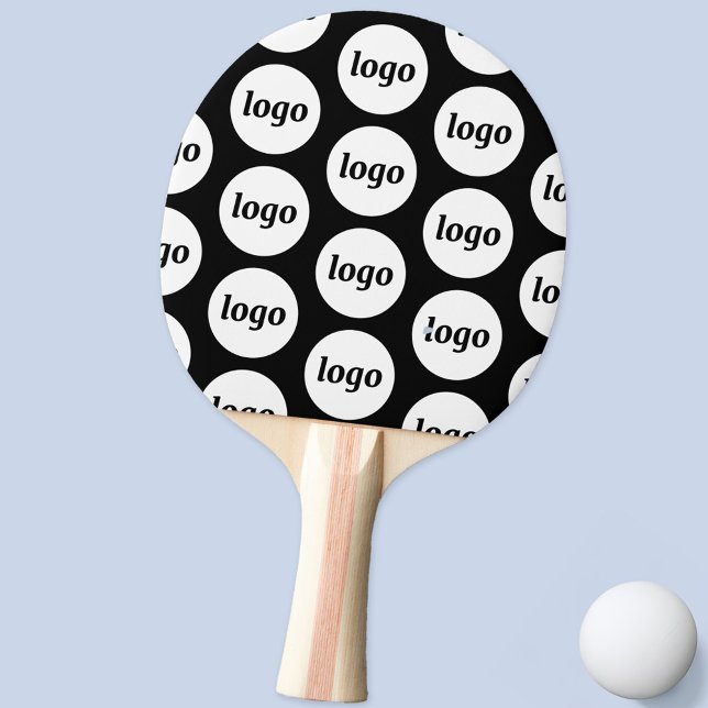 Logotyp Business Mönster Promotional Black Pingisracket (Simple logo pattern business branding promotional ping pong paddle)