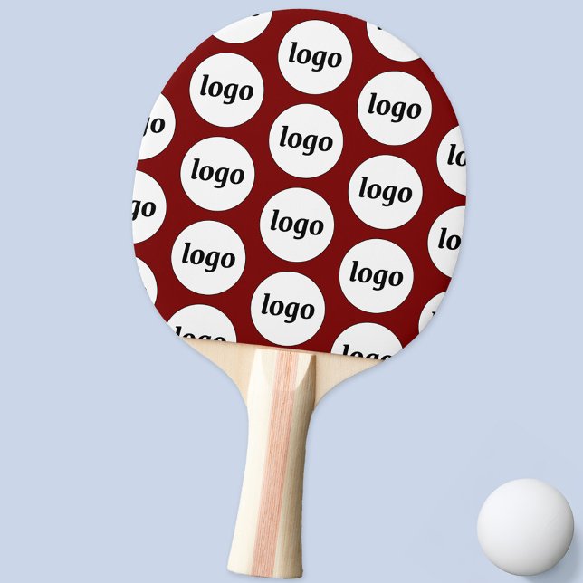 Logotyp Business Mönster Promotional Burgundy Red Pingisracket (Simple logo pattern business promotional ping pong paddle in burgundy red)