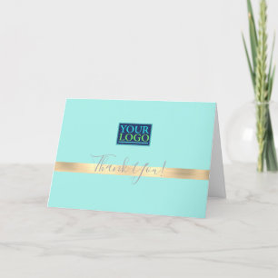 Logotyp Business Namn, Guld Rand, Mint Grönt Tack Kort