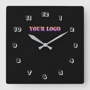 Logotyp Business Office Personlig Font Färg Fyrkantig Klocka