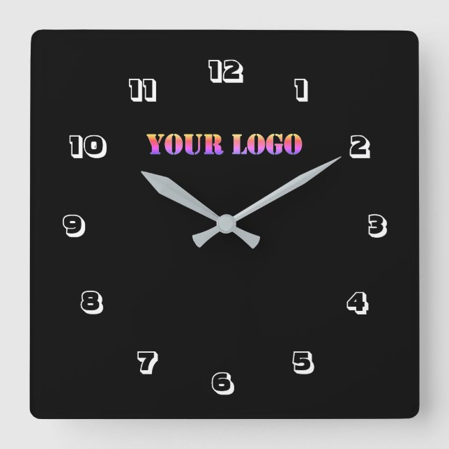 Logotyp Business Office Personlig Font Färg Fyrkantig Klocka (Framsida)