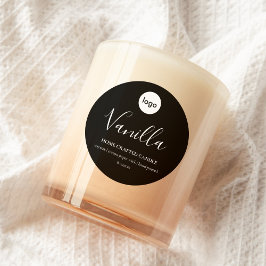 Logotyp Candle-etikett med minimalistisk svart eti Runt Klistermärke