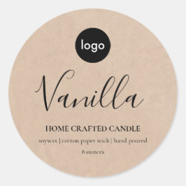 Logotyp Candle-etikett Minimalist Kraft Sticker Runt Klistermärke