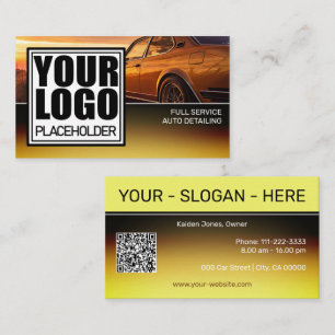 Logotyp Car Photo Template Golden Chrome Ombre Visitkort