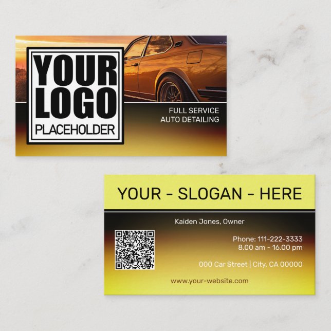 Logotyp Car Photo Template Golden Chrome Ombre Visitkort (Fram/baksida)
