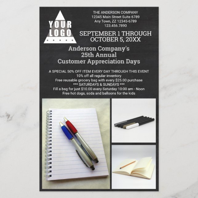 Logotyp Chalkboard Chic Modern 3 Photo Advertising Flygblad (Framsidan)