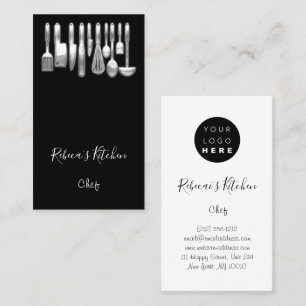 Logotyp Chef Restaurant Kitchen Knifes Modern Visitkort