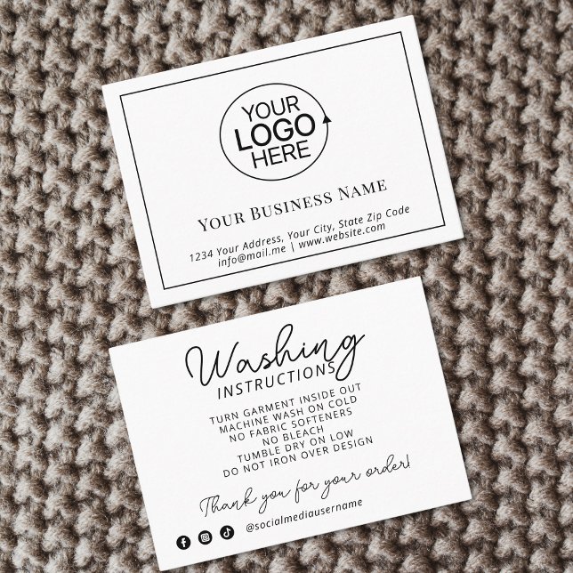 Logotyp Clothing Care Instructions Product Inserts Visitkort (Logo Clothing Care Instructions Product Inserts)