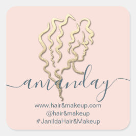 Logotyp Company Namn Beauty Studio Ro Guld Fyrkantigt Klistermärke