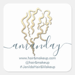 Logotyp Company Namn Beauty Studio White Guld Fyrkantigt Klistermärke