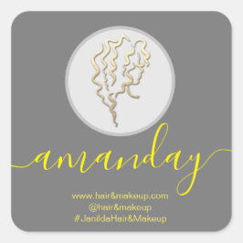 Logotyp Company Namn Hairdresser Makeup Grått Fyrkantigt Klistermärke