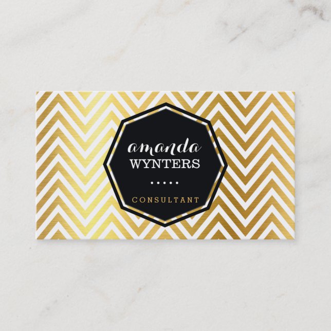 LOGOTYP coola schevron mönster guld foil-brickan o Visitkort (Framsida)
