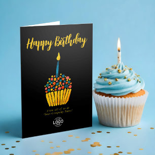 Logotyp Corporate Simple Cupcoa Black Birthday Kort
