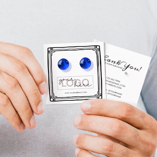 Logotyp Doodle Stud Earring Square Card 06 Small P (Skapare uppladdad)