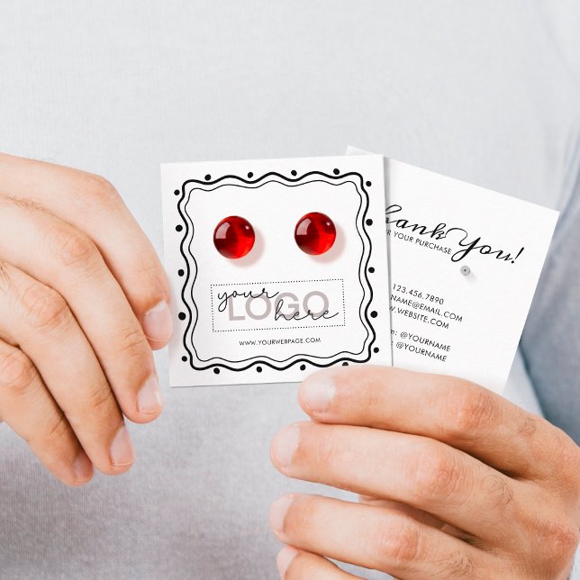 Logotyp Doodle Stud Earrings Square Card 04 Pack 2 (Skapare uppladdad)