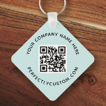 Logotyp, dubbla av QR-kodtext vid sidan ljusblå ak Nyckelring<br><div class="desc">Light aqua blue,  dubbla sided keychain med anpassningsbarnas logotyp,  QR-kod och anpassningsbar text. Ändra typsnitt och teckensnitt färg,  flytta och ändra storlek på inslag med verktyg.</div>