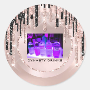 Logotyp Dynasty Drinks Event PurpleDrips Ro Glitte Runt Klistermärke