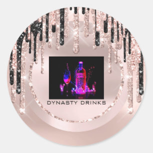 Logotyp Dynasty Drinks Event Rosa Dricks Ro Glitte Runt Klistermärke