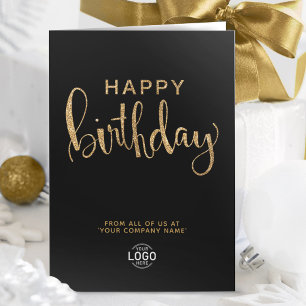 Logotyp Elegant Faux Guld Black Grattis på födelse Kort