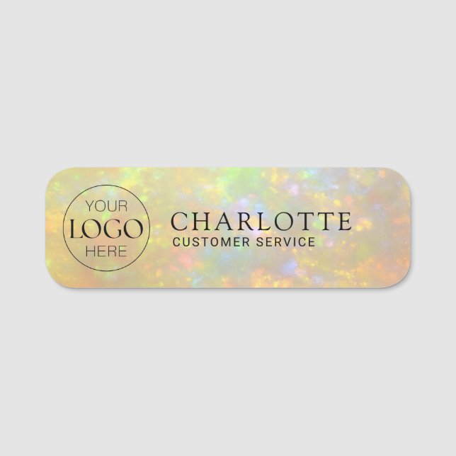 Logotyp | Elegant Opal Stentextur Anställd/ Person Namnbricka (Framsida)