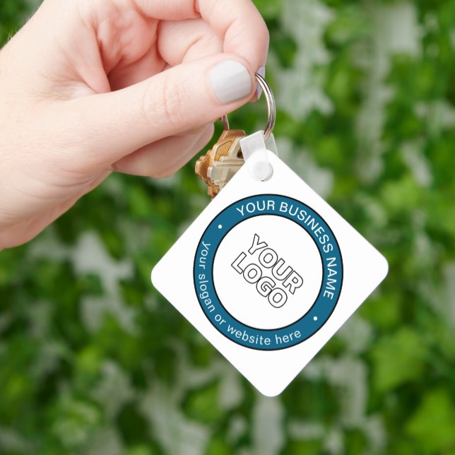 Logotyp eller design och Anpassade cirkulär text Nyckelring (Hand)