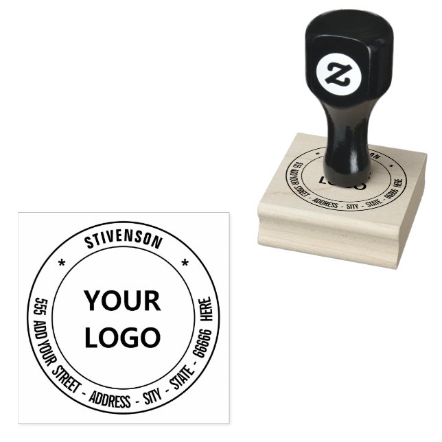 Logotyp eller foto adress rund gummistempel mall stämpel (Stämplad)