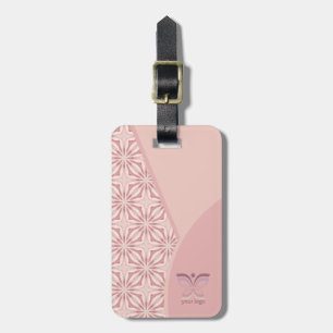 Logotyp eller QR-kodens Söt Rosa Geometric Mönster Bagagebricka