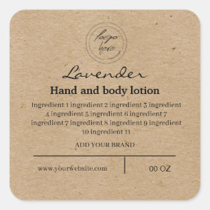 Logotyp enkel hantverks papper ingredienser fyrkantigt klistermärke