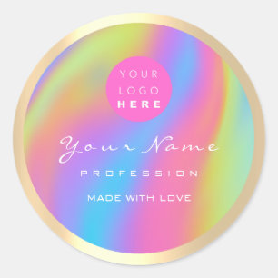 Logotyp Eyelash Makeup Hair Holograph Body Cosmeti Runt Klistermärke