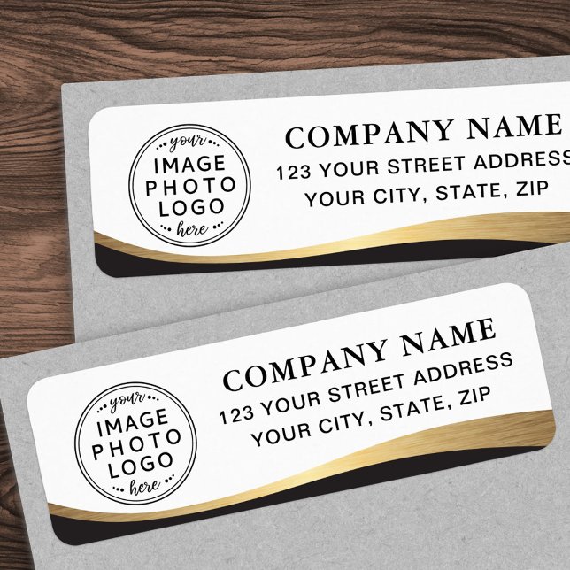 Logotyp faux golden gradient business returadress etikett (Logo faux golden gradient business return address label)