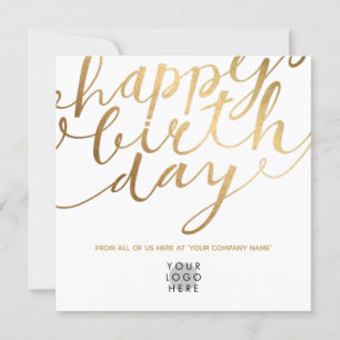 Logotyp Faux Guld Glamous Hand Lettering Birthday Kort