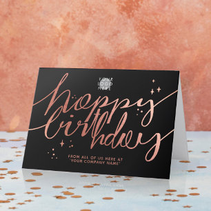 Logotyp Faux Ro Guld Hand-skript Birthday Black Kort