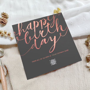 Logotyp Faux Ro Guld Lettering Mörk Grått Birthday Kort
