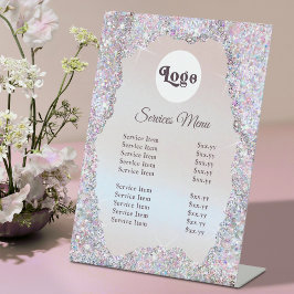 Logotyp Faux Rosa Glitter Foil Services Menu