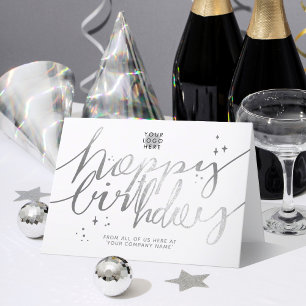 Logotyp Faux Silver Handskript Rensa vita födelsed Kort