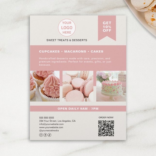 Logotyp Flyer för Anpassningsbar av bakverk (Bakery Custom Logo Flyer)