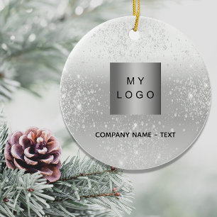 logotyp för affärsföretag i elegant Silver glitter Julgransprydnad Keramik