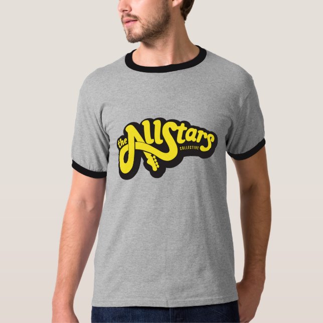 Logotyp för AllStars kollektivgult på grå färg Tee Shirt (Framsida)