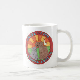 Logotyp för ängeltillflyktsorträdda djuren kaffemugg