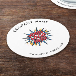 Logotyp för anpassningsbar, Anpassningsbar, vit Underlägg Papper Rund