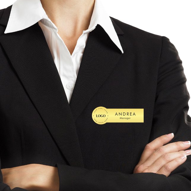 Logotyp för Anpassningsbar av gult Guld Metallisk  Namnbricka (Skapare uppladdad)