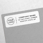 logotyp för anpassningsbar - elegant, vit returadr returadress etikett<br><div class="desc">Anpassningsbarnas logotyp returetiketter med anpassningsbarnas logotyp på vit eller anpassningsbar färg bakgrund.</div>