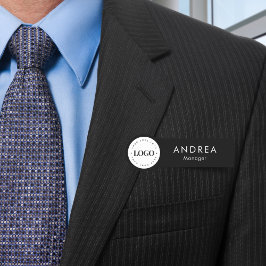 Logotyp för Anpassningsbar i klassiskt svartvitt r Namnbricka