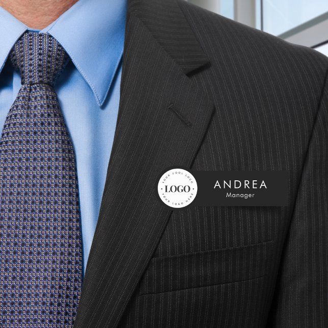 Logotyp för Anpassningsbar i klassiskt svartvitt r Namnbricka (Skapare uppladdad)